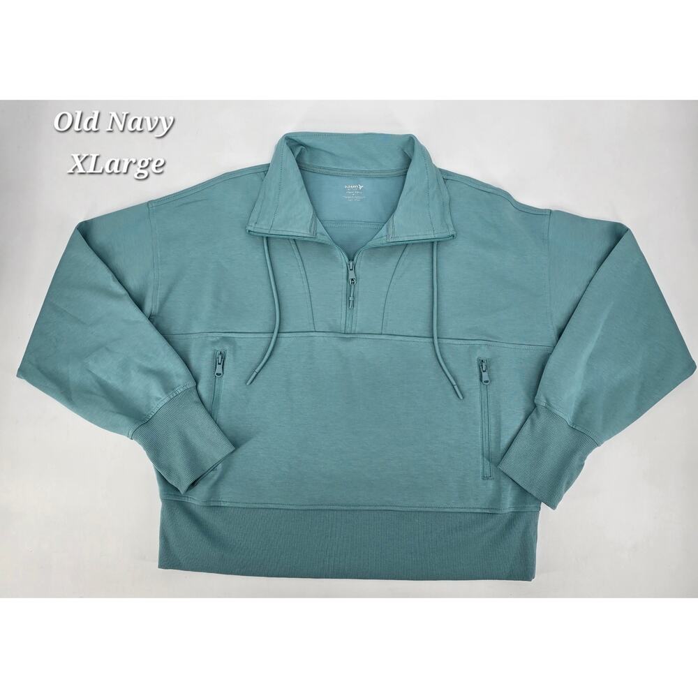 Old Navy Active Dynamic Fleece Quarter Zip Pullover Muted Jade XL Lounge Fleece